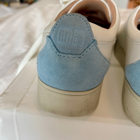 FitFlop White Leather Trainers with Blue Suede Accent Sneakers / Tennis Shoes - Picture 6 of 10